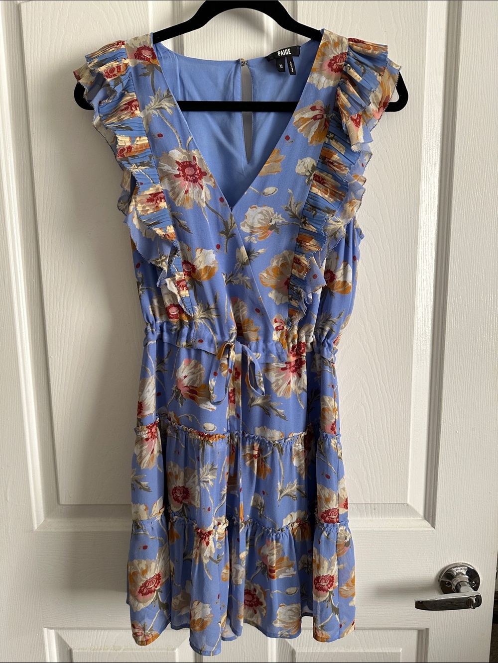 PAIGE Periwinkle Blue Floral Ruffle Tiered Dress